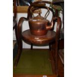 A DECORATIVE INDIAN CARVED HARDWOOD PANEL Along with a child's bentwood chair and a copper