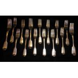 A COLLECTION OF FIFTEEN GEORGIAN AND LATER SILVER FORKS Including a single fork bearing the Trollope
