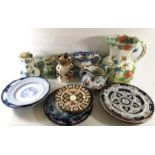 A QUANTITY OF 19TH CENTURY JUGS AND PLATES Masons, Derby, Minton etc.