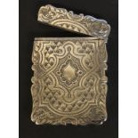 A VICTORIAN HALLMARKED SILVER CARD CASE. (10cm x 7cm)