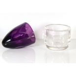 A 20TH CENTURY AMETHYST FIRING GLASS Of tapering bullet form, panel cut with nine windows and