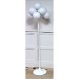 A 20TH CENTURY PAINTED METAL AND FROSTED GLASS FLOOR STANDING LAMP Having an arrangement of nine