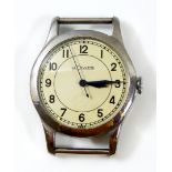 JAEGER LECOULTRE, A WORLD WAR II PERIOD STAINLESS STEEL GENT'S WRISTWATCH The circular cream tone