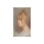 FOLLOWER OF PIERRE-AUGUSTE RENOIR, AN EARL 20TH CENTURY PASTEL Portrait of a young girl, framed. (