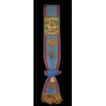 A BRITISH ORDER OF ANCIENT GARDENERS With a blue and red striped sash with colour printed