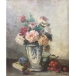 A LATE 19TH/EARLY 20TH CENTURY OIL ON CANVAS Still life, flowers in a vase, signed lower right 'C.