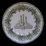 COPELAND, AN EARTHENWARE PLATE Printed and hand coloured in green with Masonic symbols and a small
