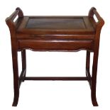 A LATE 19TH/EARLY 20TH CENTURY CHINESE (POSSIBLY HUANGHUALI) HARDWOOD PIANO STOOL With hinged lid