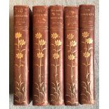 FENIMORE COOPER, 1900, A SET OF FIVE LEATHER AND CLOTH BOUND BOOKS Including 'The Pioneers', 'The