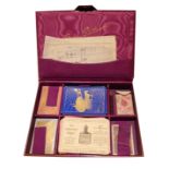 'POKER PATIENCE', ASPREY BOXED PLAYING CARD SET Leather with hallmarked silver corners and clasp,
