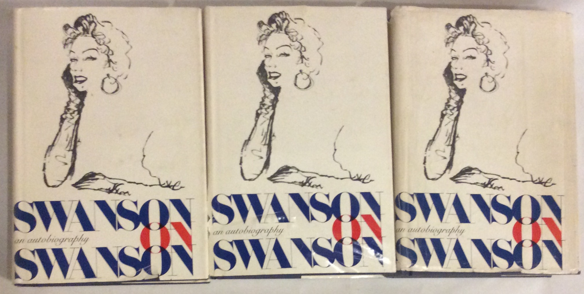 GLORIA SWANSON, THREE SIGNED HARDBACK BOOKS Titled 'Swanson on Swanson an Autobiography',