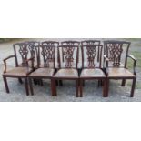 SHOOLBRED & CO., A SET OF TEN 19TH CENTURY CHIPPENDALE DESIGN MAHOGANY CHAIRS To include eight