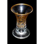 A LATE 18TH CENTURY AMERICAN FIRING GLASS With trumpet bowl finely gilded with Masonic symbols