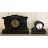 TWO 19TH CENTURY MANTLE CLOCKS. (h 30cm x w 42cm x depth 15cm)