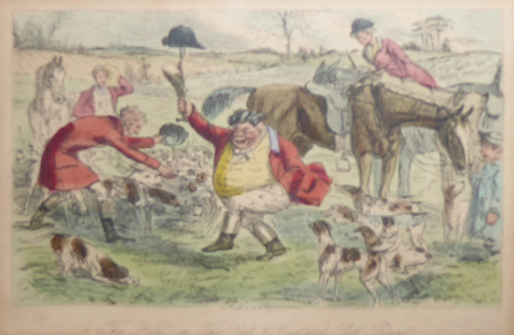 JOHN LEECH, A SET OF EIGHT VICTORIAN HAND COLOURED SPORTING ENGRAVINGS AND CARICATURES OF FOX - Image 3 of 9