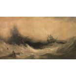 WILLIAM JOHN LEATHEN, 1815 - 1862, WATERCOLOUR Ships on a stormy sea, mounted, framed and glazed. (