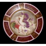 A LATE 19TH CENTURY VIENNA PORCELAIN PLATE Painted with a scene of Boreas abducting Oreithyia (After
