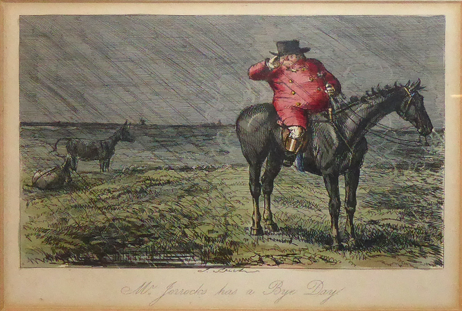 JOHN LEECH, A SET OF EIGHT VICTORIAN HAND COLOURED SPORTING ENGRAVINGS AND CARICATURES OF FOX - Image 6 of 9