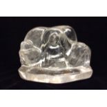 A CHINESE ROCK CRYSTAL CARVING Figural group of a Buddha seated in lotus position to centre, flanked