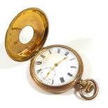 AN EARLY 20TH CENTURY GOLD PLATED DEMI-HUNTER GENT'S POCKET WATCH Having a circular white dial