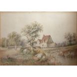 S. MARTIN, A PAIR OF LATE 19TH/EARLY 20TH CENTURY WATERCOLOURS Landscape, cottages by a stream,