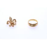 AN EDWARDIAN HALLMARKED 18CT GOLD AND DIAMOND DRESS RING Together with an Edwardian 14ct gold and