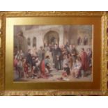 GEORGE CATTERMOLE, 1800 - 1868, A LARGE WATERCOLOUR Titled 'Distributing Alms', signed with