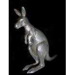 A LATE 19TH/EARLY 20TH CENTURY AUSTRALIAN SILVER KANGAROO FIGURE Standing pose with fine engraved