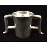 A VICTORIAN SCOTTISH SILVER CUP Twin handles with planished decoration, hallmarked Hamilton &