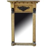 A REGENCY PERIOD GILT FRAMED MIRROR The plate flanked by Egyptian columns. (60cm x 45cm)