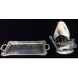 A VICTORIAN NOVELTY STERLING SILVER PIN TRAY Twin handle with gadrooned and shell decoration to