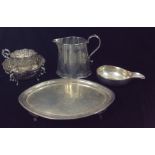 A GEORGIAN SILVER LOZENGE FORM TEAPOT STAND With eagle claw feet, hallmarked London, 1798,