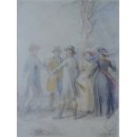 JOHN MASEY WRIGHT, 1777 - 1866, WATERCOLOUR Titled 'The Rivals', signed lower right, bearing gallery