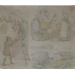 HENRY ALKEN, 1785 - 1851, A PAIR OF WATERCOLOURS Country scenes, comical characters, preparatory