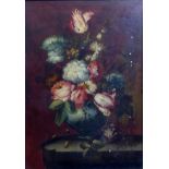 A 19TH CENTURY OIL ON CANVAS Still life, flowers in a vase, framed. (canvas w 29cm x h 40cm/frame