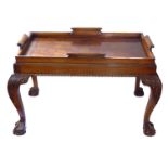 AN 18TH CENTURY DESIGN MAHOGANY TRAY TABLE With four scroll handles, raised on cabriole legs