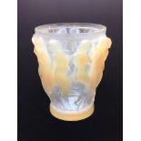 LALIQUE, 'BACCHANTES', AN EARLY 20TH CENTURY OPALESCENT GLASS VASE Moulded in high relief with a