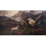 JOHN GIFFORD, D. 1900, A 19TH CENTURY OIL ON CANVAS 'Stalking In The Highlands', hunting dogs and