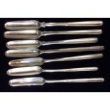 A COLLECTION OF SEVEN EARLY 19TH CENTURY SILVER MARROW SCOOPS Including London, 1808, London,