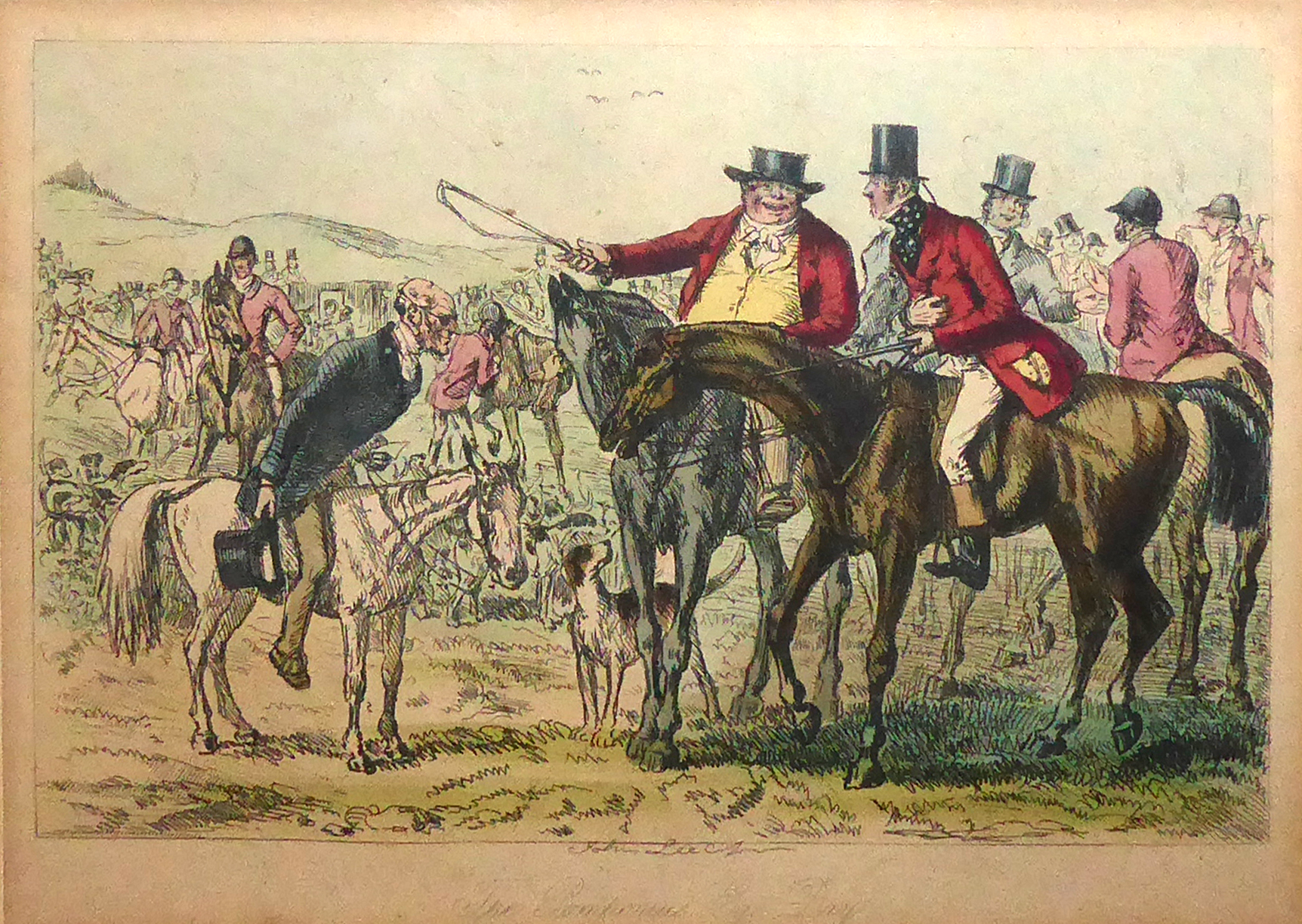 JOHN LEECH, A SET OF EIGHT VICTORIAN HAND COLOURED SPORTING ENGRAVINGS AND CARICATURES OF FOX - Image 2 of 9