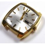 JAEGER LECOULTRE, A VINTAGE 18CT GOLD GENT'S WRISTWATCH The silver tone dial with calendar window