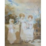 ALFRED EDWARD CHALON, R.A., 1780 - 1860, WATERCOLOUR Titled 'Three Sisters', dated 1826, signed,