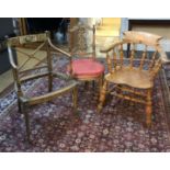 A GROUP OF THREE CHAIRS To include a Regency painted open armchair, a 19th Century French music