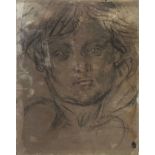 A 17TH CENTURY ITALIAN SCHOOL CHALK DRAWING 'Head of a Youth, St. Sebastian', gilt framed and