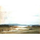 EDWARD WESSON, 1910 - 1980, WATERCOLOUR Landscape, titled 'Low Tide Chichester Harbour', signed