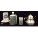 AN EARLY 20TH CENTURY SILVER HIP FLASK Plain rectangular form with detachable cup, hallmarked