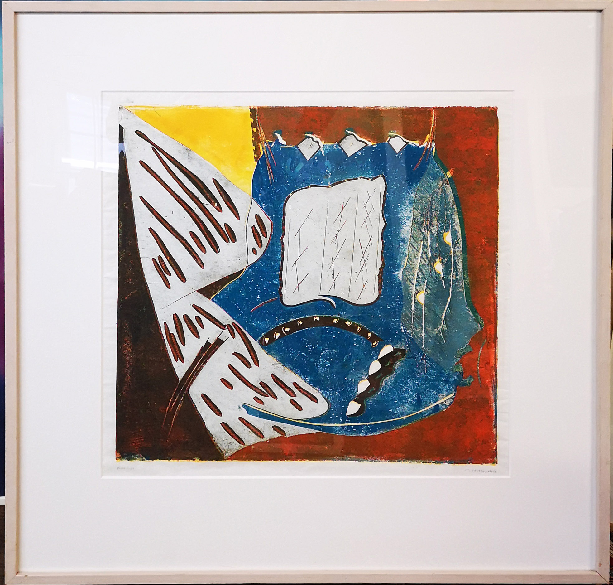 MATHEW HILTON, B. 1948, LITHOGRAPH ABSTRACT PRINT Titled 'Block', limited edition 21/88, signed in - Image 2 of 4