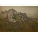 SAMUEL JOHN LAMORNA BIRCH, R.A.,1869 - 1955, WATERCOLOUR Landscape, titled 'A Norman Stronghold near