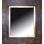 A VICTORIAN BIRDSEYE MAPLE MIRROR Together with an Arts & Crafts mirror, carved with a landscape