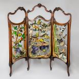 ROWLAND WARD LTD, A MAGNIFICENT LATE 19TH CENTURY TRIPLE PANEL TAXIDERMY FIRE SCREEN DIORAMA OF